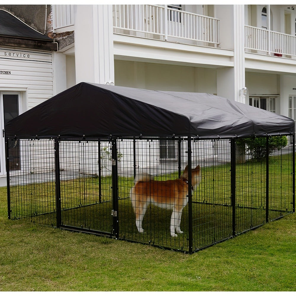Outdoor Dog Kennel Heavy Duty Galvanized Steel with Roof Double Safety Locks Rust-Resistant Large Dog Cage Fence Run for Big Dogs Multiple Sizes 1.2M to 9M