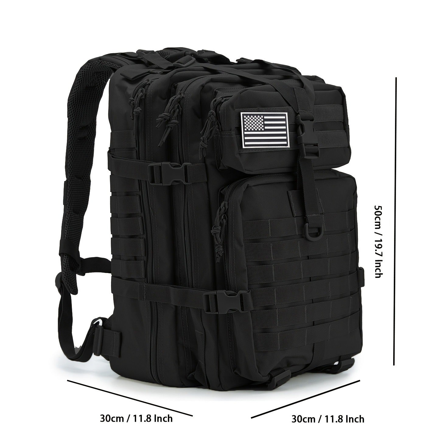 Hunting Rucksack Tactical Hiking Backpack Durable Polyester Multifunctional Camping Backpack with Utility Pocket Zipper Chest Adjustment Straps for 3 Day Trekking Outdoor Sports Hunting Black Green Khaki