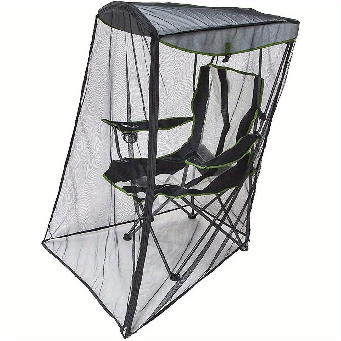 Hanging Chair Mosquito Net with Sunshade Cover – Double Layer Multi-Purpose Insect Protection Net for Patio, Balcony & Poolside – Black, White or Grey (Chair Not Included)