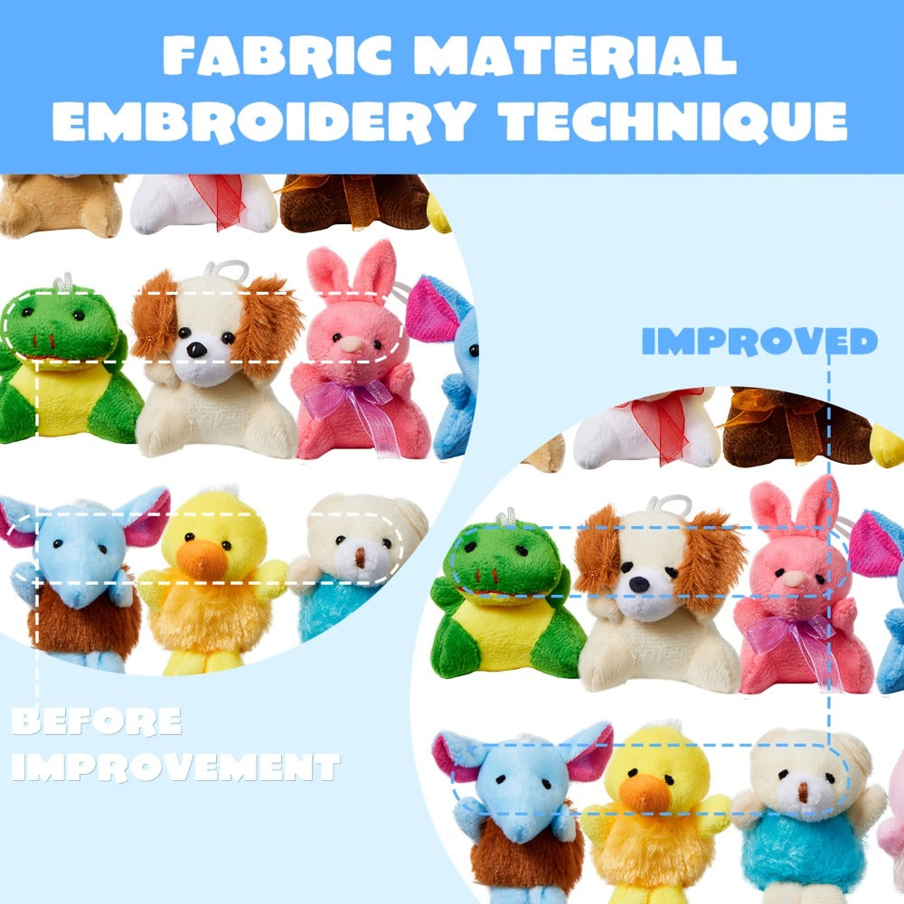 Bulk Mini Stuffed Animal Party Favors 24 Pack – 2.5-3 Inch Plush Keychain Toys for Easter Egg Hunt Basket Stuffers, Birthday Classroom Prizes, Halloween Goody Bag Fillers for Kids