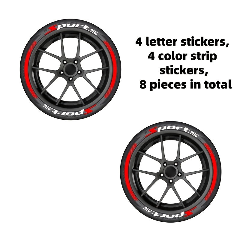 Tire Letter Stickers – Sport Racing PVC Tire Decals for Car & Motorcycle, Self-Adhesive Raised Letter Stickers, Cool Car Modification Decoration (Pack of 8)