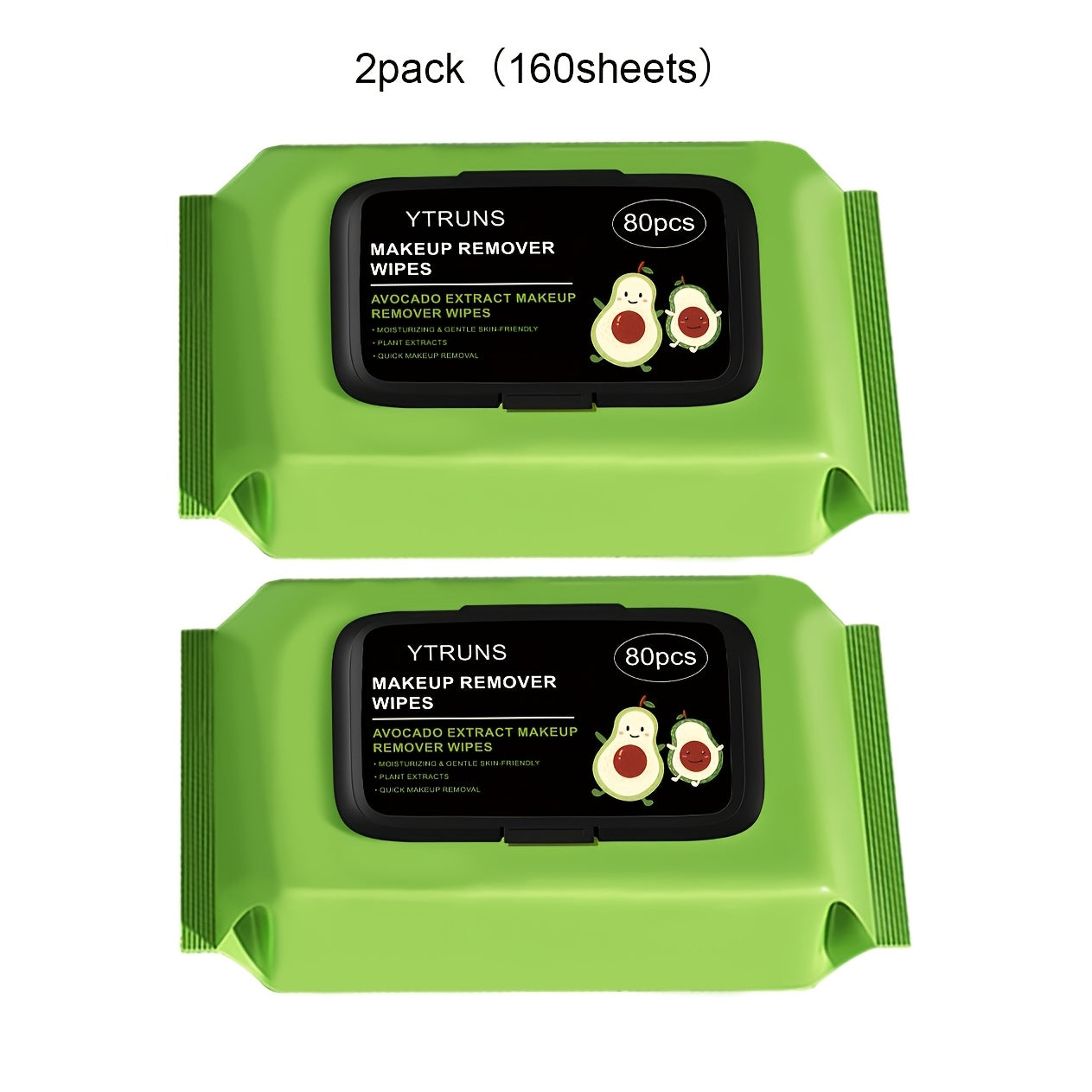 Makeup Remover Wipes Avocado Squalane Deep Cleansing Hypoallergenic Moisturizing Disposable Face Wipes 80 Sheets Pack Travel-Friendly Gentle for Sensitive Skin All Skin Types