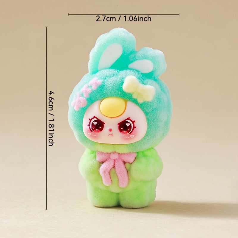 10 cute flocked vertical cute plush dolls, desktop and car decorations, random color delivery
