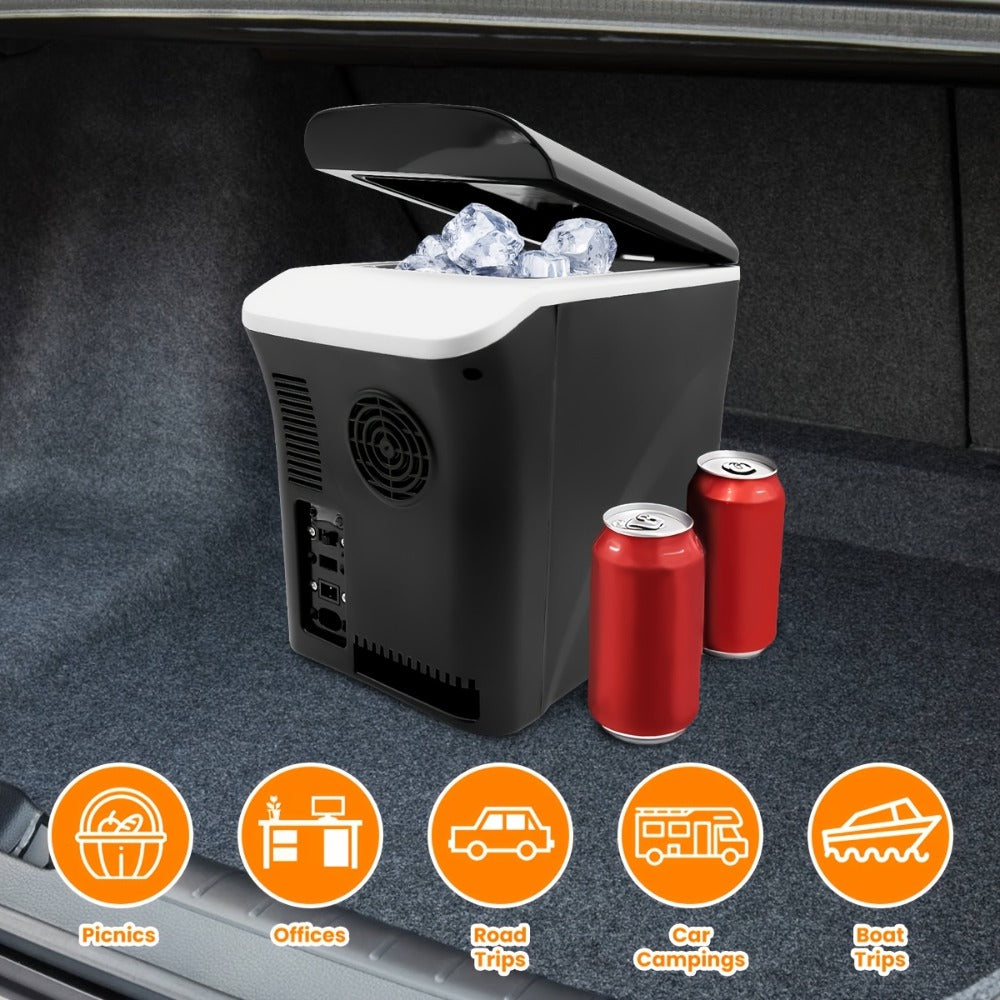 Car Mini Fridge, 3 Gallon 12V/24V DC Portable Car Refrigerator Cooler – Cools to -7°C, Fits 12x330ml Cans, Low Noise & Shockproof Design for Road Trip, RV, Camping and Outdoor Adventures