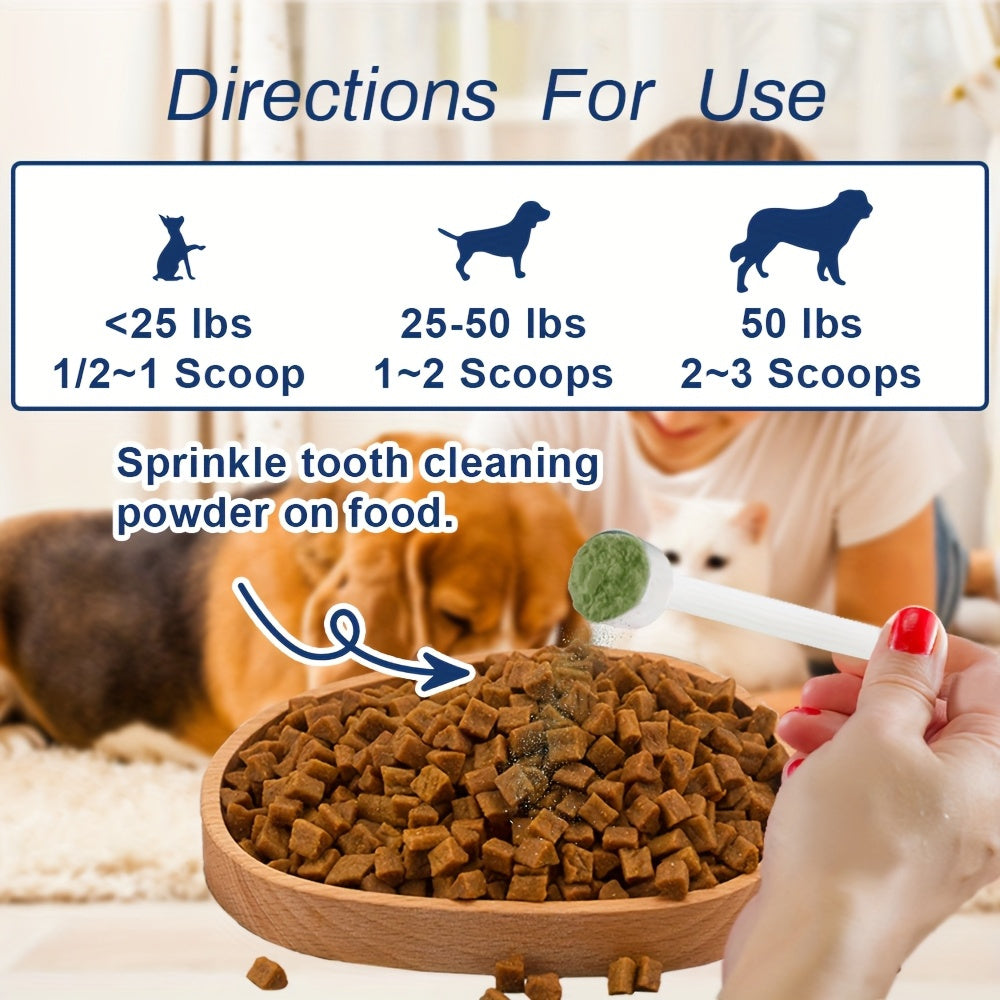 Pet Dental Powder for Dogs & Cats – Plaque Remover, Bad Breath Freshener & Tooth Cleaning Powder, No-Brush Oral Care Solution, 100g – Safe Daily Dog Dental Health Supplement