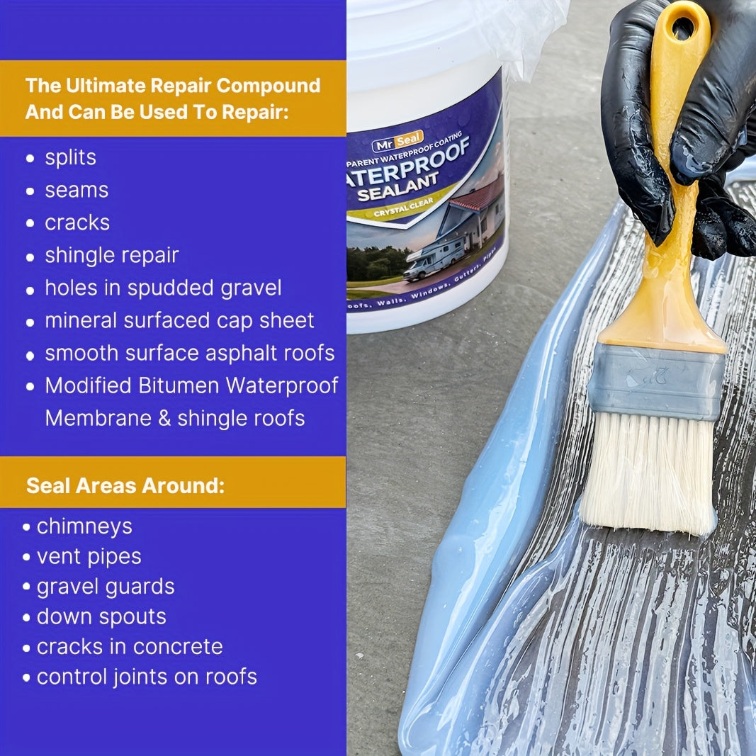 4.41LB RV Waterproof Sealant - Covers an Area of Up to 160 Square Feet at a Thickness of 1/12", Perfect for RV Roofs, Windows, Gutters, And More, Long-Lasting And Flexible Sealant for Home Renovation, Roof Sealant, Multi-Purpose Sealant
