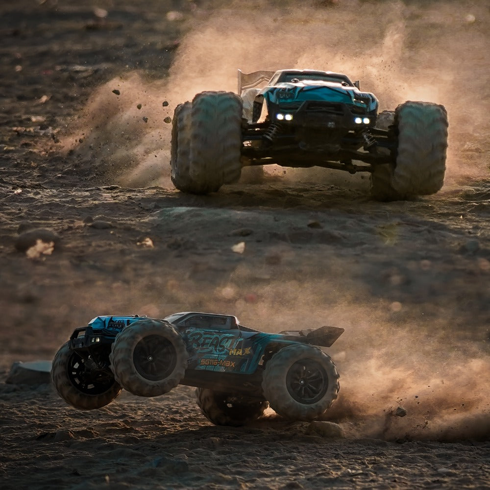 High Speed RC Car 1:16 Scale 4WD 70KM/H Off-Road Drift Racing Vehicle with RC390 Motor, 2.4GHz Remote Control, LED Lights, Head-Up Wheelie, 2 Batteries – All-Terrain Kids & Adult Gift