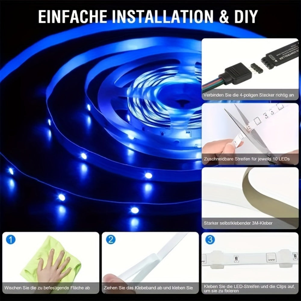 LED Strip Lights Music Sync, RGB Color Changing LED Lights for Bedroom with Remote Control, USB Powered TV Backlight, DIY Smart Ambient Lighting for Room, Home, Party, Holiday Decor