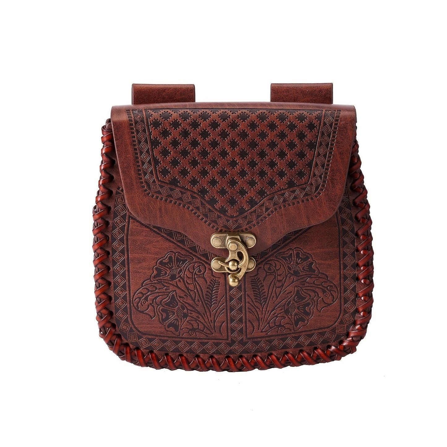 Dragon Embossed Faux Leather Waist Bag – Medieval Viking Norse Style Belt Pouch, Coin Purse Hip Bag for Renaissance Faire, Cosplay, LARP, Outdoor & Daily Use, Gift for Men Women, Black & Brown