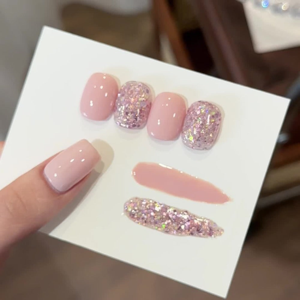 Holographic Glitter Gel Nail Polish Set 2pcs Magnetic Cat Eye UV LED - Sequin Candy Shimmer Long Lasting Chip Resistant Nail Art Kit for Salon & Home DIY Women 0.51oz Each Photo Frame Bottle