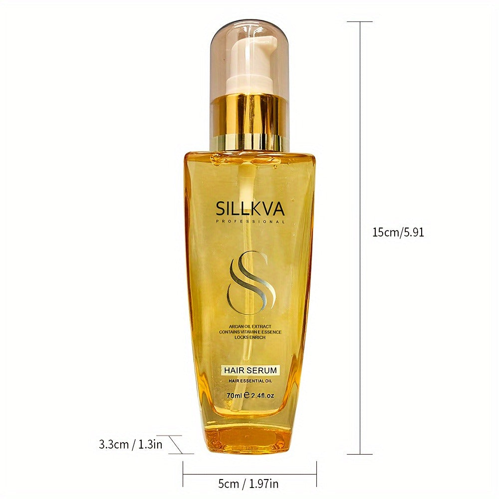 SILLKVA Argan Oil Liquid Hair Serum — Frizz Control & Flyaway Tamer, Lightweight Smoothing Leave-In Treatment for Dry Damaged Hair, Silky Glossy Finish for Women & Men All Hair Types