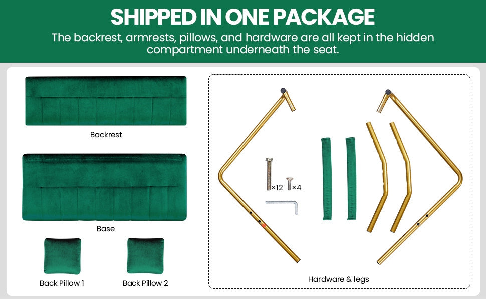 56.5-Inch Metal Loveseat Sofa for Comfortable Everyday Seating in Living Room detail image - detail view 24