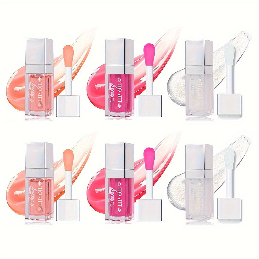 Plumping Lip Gloss Oil Set 3pcs 6pcs Hydrating Transparent Glow Lip Plumper - Long-Lasting High-Shine Glossy Finish in Berry Coral Pink Red, Nourishing Lip Care Gift for Women & Girls