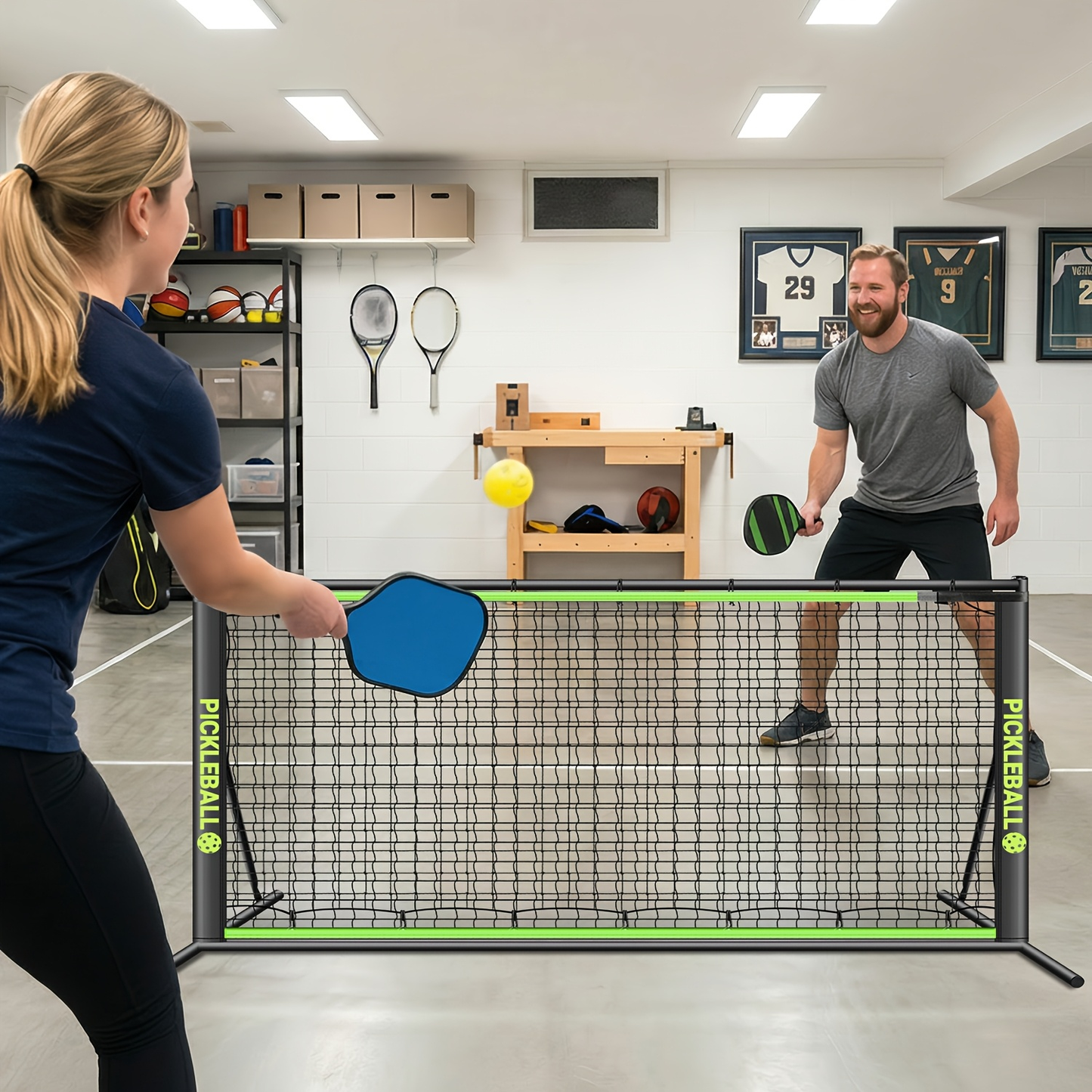 Pickleball Rebounder Net 6x6ft Angle Adjustable – 2-in-1 Practice Rebound Net for Dinks, Volleys & Hits Training, Solo Pickleball Trainer for Indoor Outdoor Backyard & Driveway Use