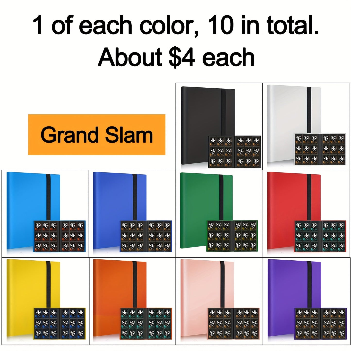 Trading Card Binder 9-Pocket 7 or 10 Pack – Holds 360 Cards Each, Fits Pokemon PTCG Baseball Football Basketball K-Pop Photocards, Card Collector Album Bundle