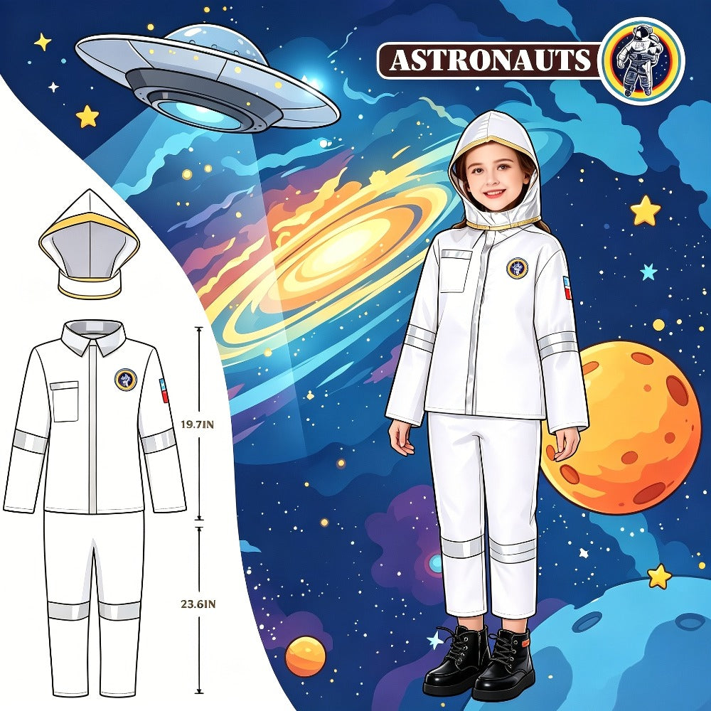 Kids Dress Up Costumes Set 4-in-1 – Firefighter, Police, Astronaut & Doctor Role Play Clothes for Boys Girls Ages 3-6, Birthday Christmas Halloween Career Day Gift