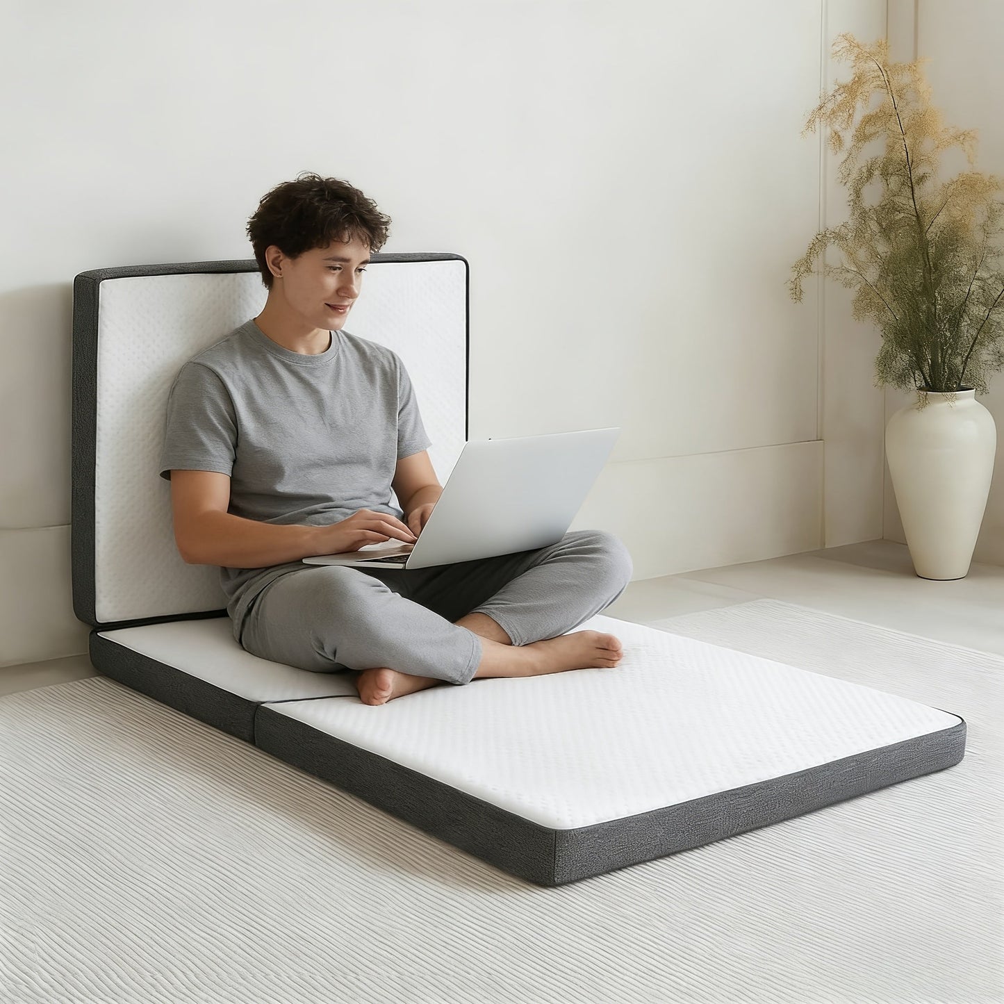 Folding Memory Foam Mattress Tri-Fold Portable Floor Bed with Washable Cover – 3/4/6 Inch Thick Foldable Sleeping Pad for Camping, Travel, Guest, Yoga – Twin, Single, Full, Queen Size Available