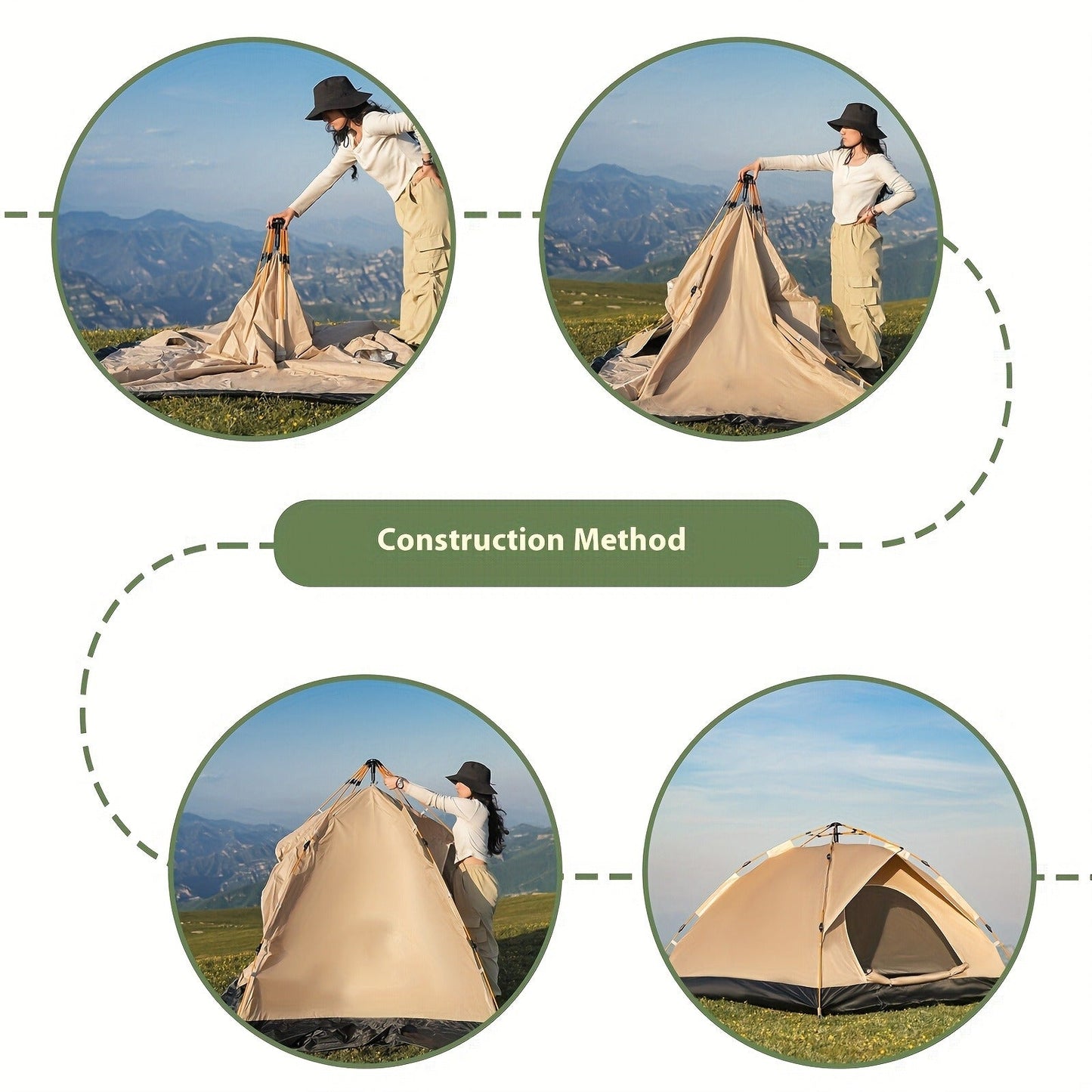 Waterproof Pop Up Camping Tent with Double Doors - Cloud Gray Automatic Instant Setup Shelter for Beach, Hiking, Camping, RV & Travel, Portable Foldable Sunshade Tent with Optional Mesh Windows, 2 Sizes Available