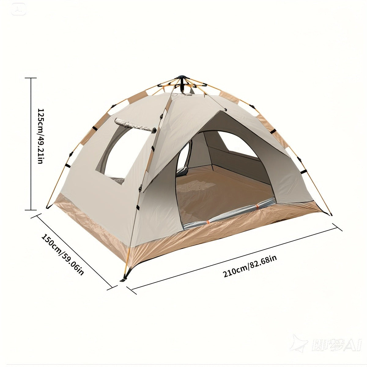 Pop Up Beach Tent Automatic Quick Open Camping Tent Waterproof Sunproof Portable Outdoor Tent 2 Doors 210x150x125cm All Season Square Camp Tent for Hiking Picnic Music Festival Family Outdoor Activities