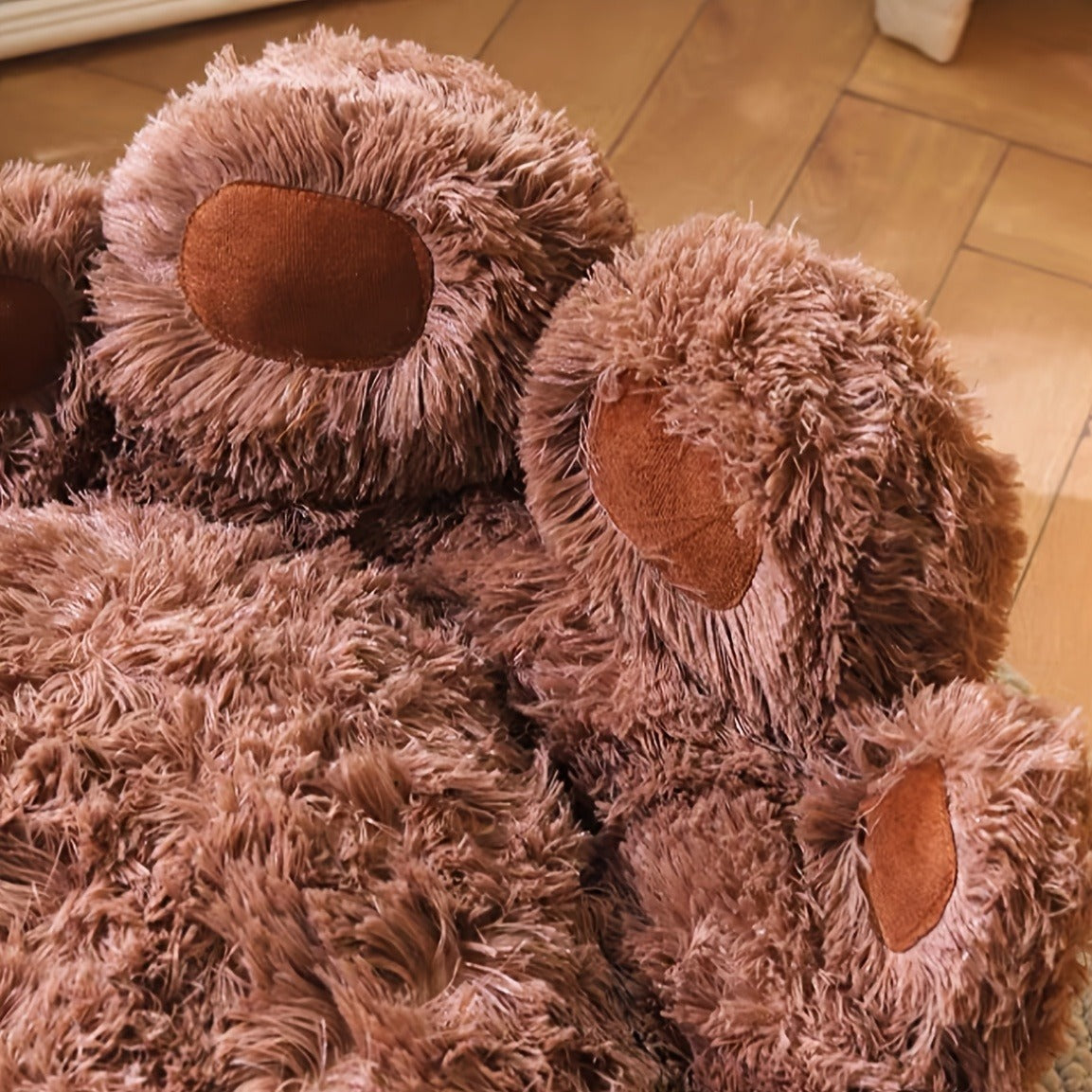 Dog Bed & Cat Bed Plush Bear Paw Print – Soft Warm Pet Bed for Small Medium Large Dogs, Thickened Long Plush, No Assembly, Autumn Winter Pet Sleeping Bed in Coffee Pink Gray