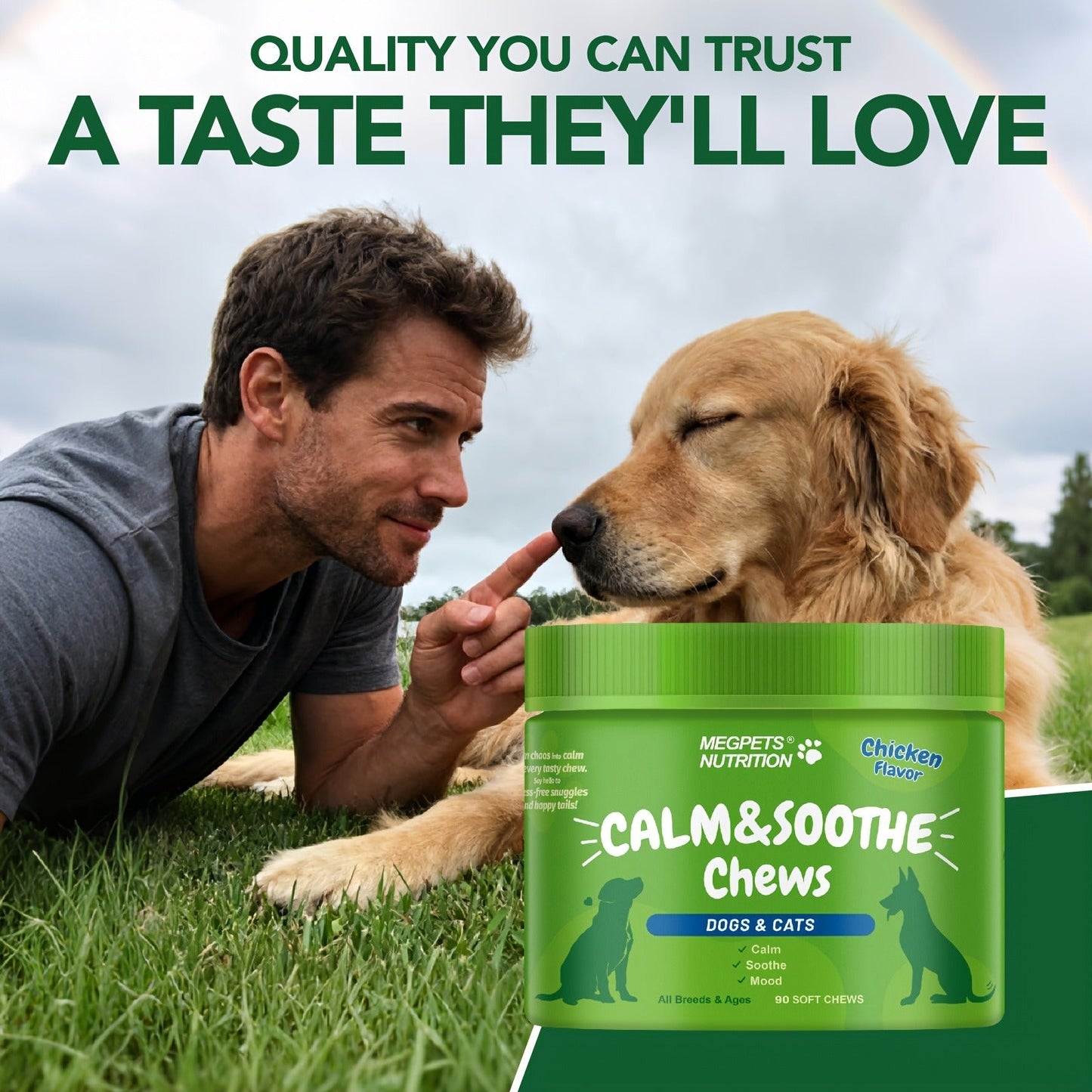 Calming Chews for Dogs & Cats 90ct – Natural Herbal Anxiety & Stress Relief Supplement for Separation, Thunder, Fireworks & Barking, Supports Sleep & Emotional Health, Chicken Flavor