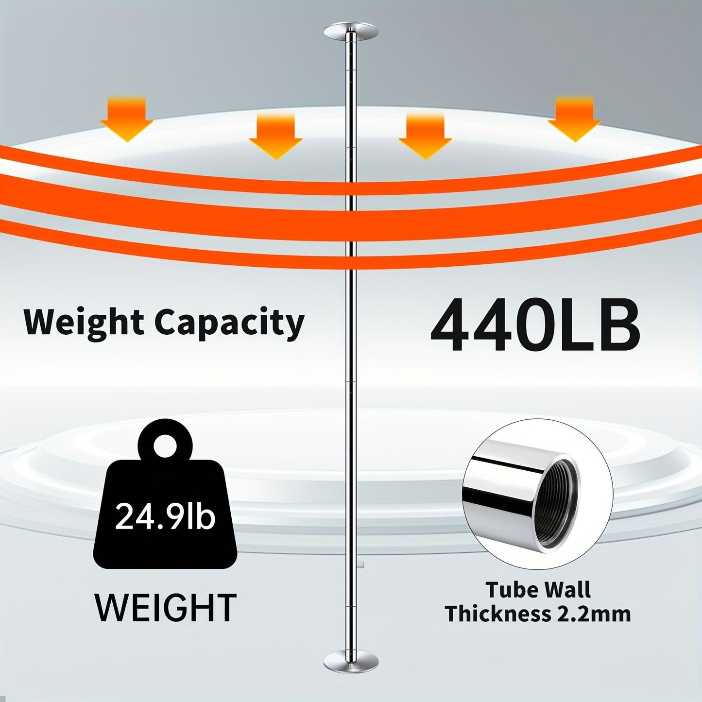 Professional Dance Pole 45mm – Spinning & Static Modes, Height Adjustable, Portable for Home Studio Club