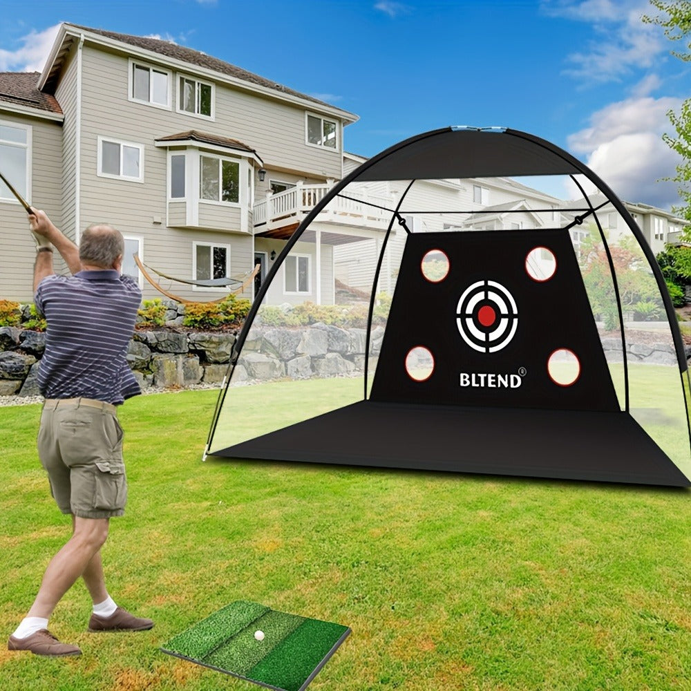 Golf Practice Net 10x7ft with Hitting Mat, Portable Golf Chipping Net for Backyard Indoor Outdoor Use, Golf Training Net for Driving Pitching, Golf Gifts for Men Dad Golfers