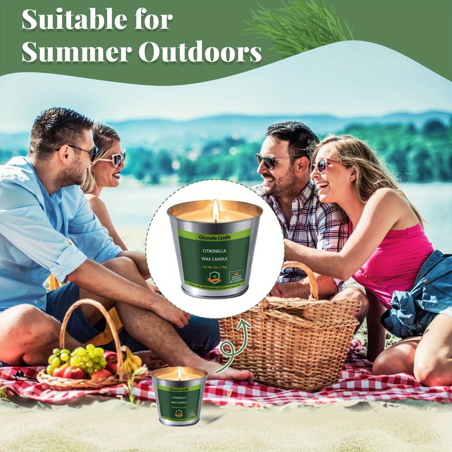 Citronella Candles Set 4 Pack Outdoor Indoor Bug Repellent Candles for Patio BBQ Garden Yard Camping Party Deck Holiday Gift Fall Candles Mosquito Repellent