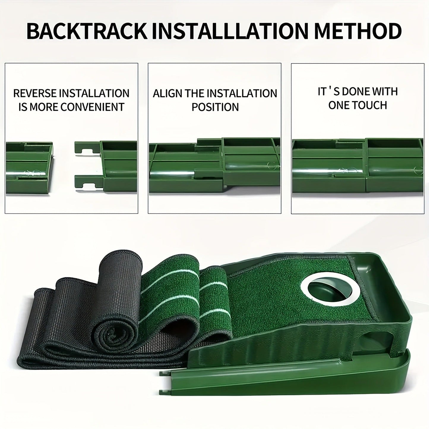 Golf Practice Putting Mat with Automatic Ball Retrieval & Post-Hole Collection System – Sturdy Indoor Outdoor Putting Green | Improve Putting Skills for Beginners & Golf Enthusiasts | Great Golf Gift