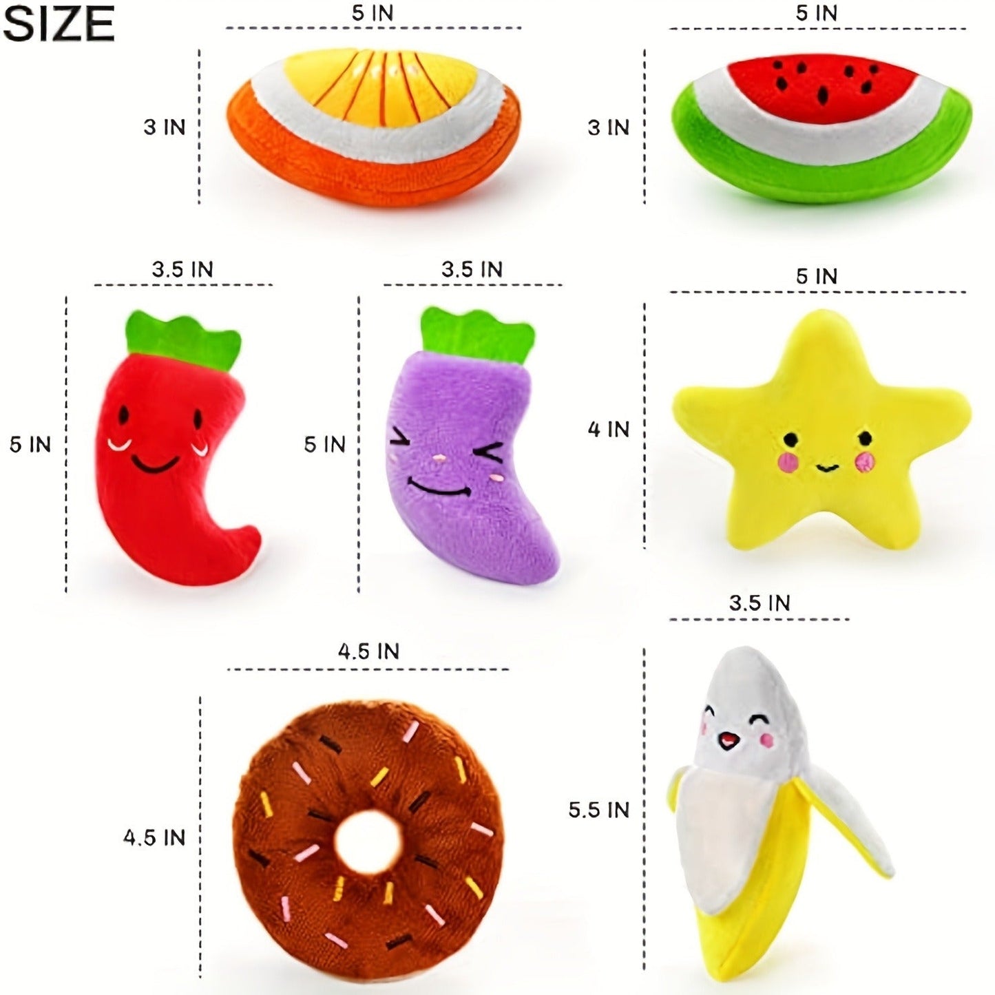 Squeaky Dog Toys 14 Pack Stuffed Plush Fruits Vegetables Set Crinkle Chew Toys for Puppies Small Medium Dogs Teething Safe Non-Toxic Machine Washable
