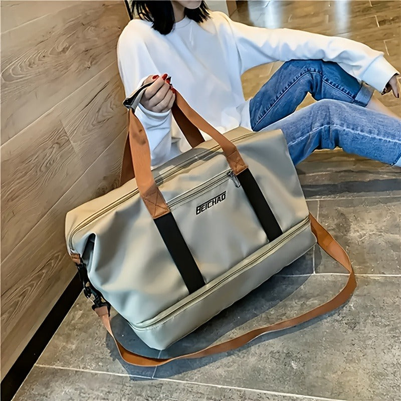 Waterproof Travel Bag Women Gym Yoga Bag Dry Wet Separation Large Capacity Overnight Weekend Tote Duffel Bag Fitness Sports Handbag Outdoor Leisure Luggage Bag