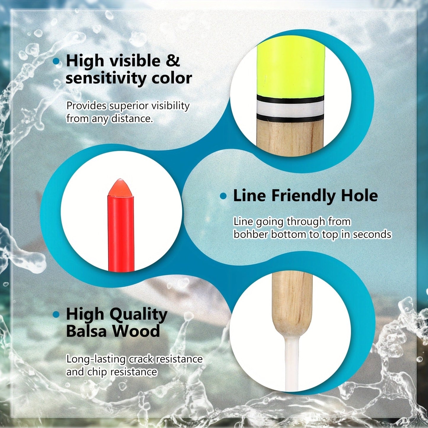 Wooden Fishing Floats 12-Pack – 6 Sizes Slip Bobber Set for Crappie, Bluegill, Trout, Bass, Panfish, Catfish & Walleye | Freshwater Fishing Gear Accessories