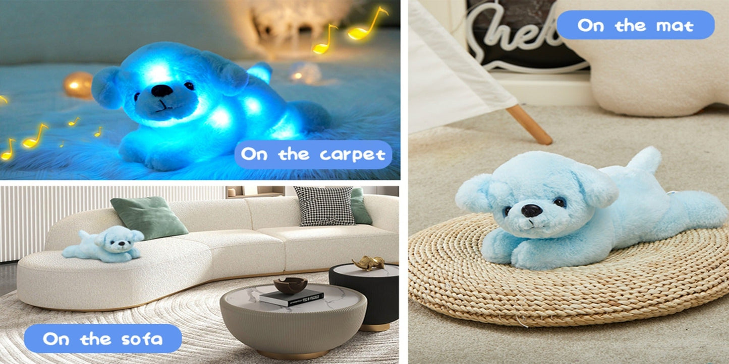Light-Up Musical Blue Puppy Plush Toy — Glowing Stuffed Animal Dog with Sound & Lights for Kids, Toddlers, Girls & Boys | Soft Cuddly Plush Doll | Birthday Christmas Easter Gift | Room Decor