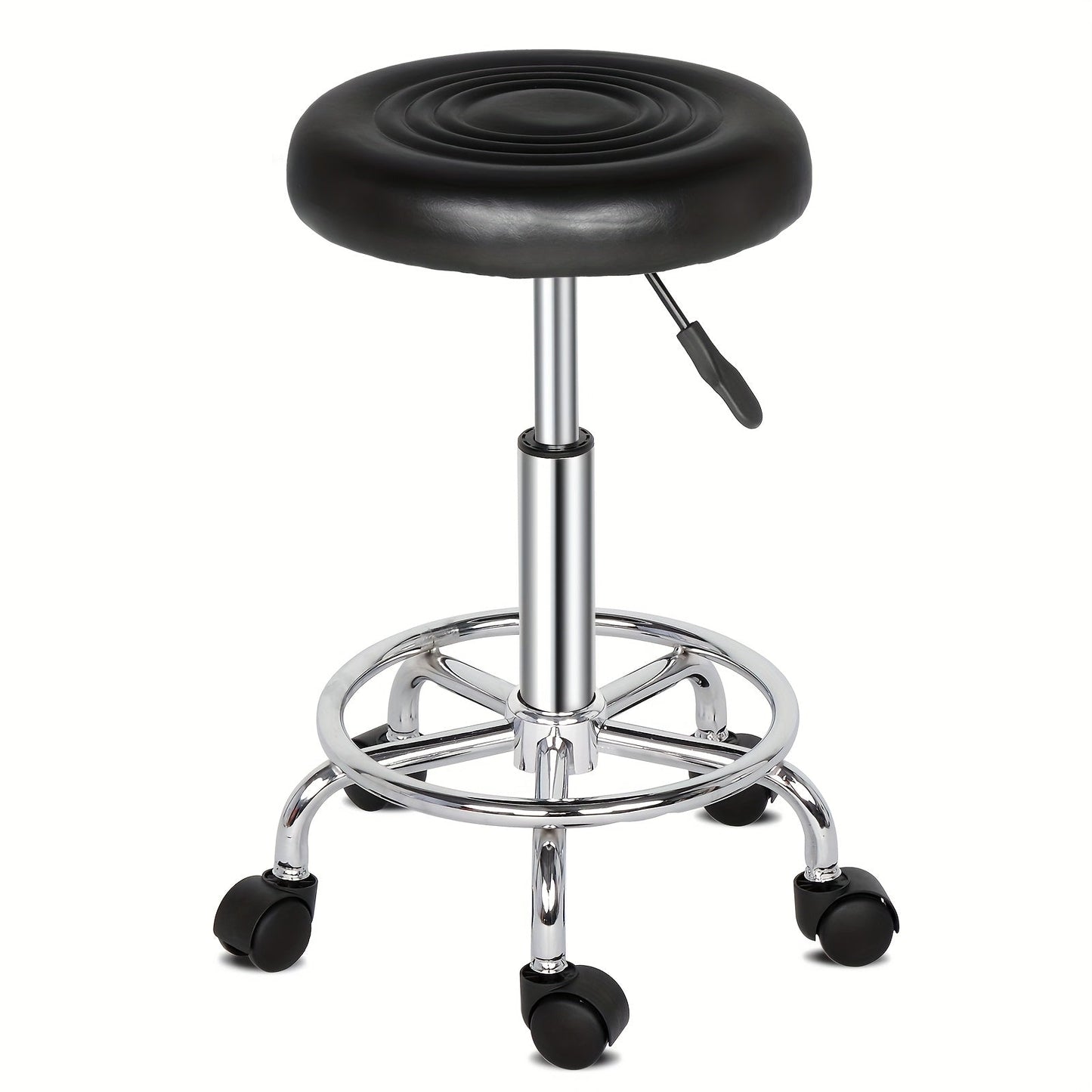 Saddle & Round Salon Stool with Backrest 360-Degree Swivel — Adjustable Height Professional Chair for Salon, Spa, Barber, Kitchen & Bistro, Black & White, 2 Styles