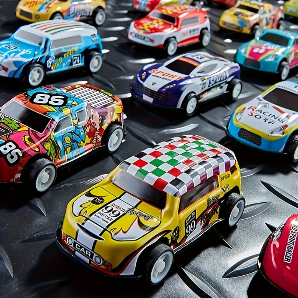 56 Pcs Mini Die-Cast Metal Car Set with 2 Stunt Cars, Play Mat & Storage Box - Friction Pull Back Toy Cars for Kids Boys Girls Ages 3+, Birthday Christmas Halloween Gift