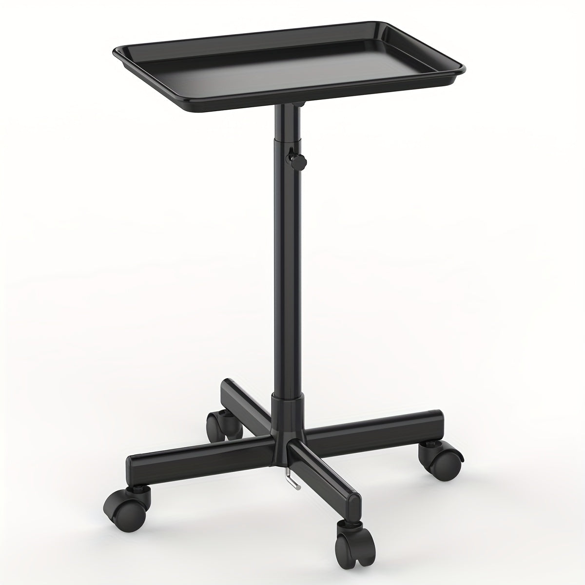 Salon Rolling Tray Cart with Wheels & Adjustable Height 30"-42" - Professional Trolley with Removable 18"x13" Tray, 360° Swivel Casters for Hair Stylist Tattoo Esthetician, Gold & Black
