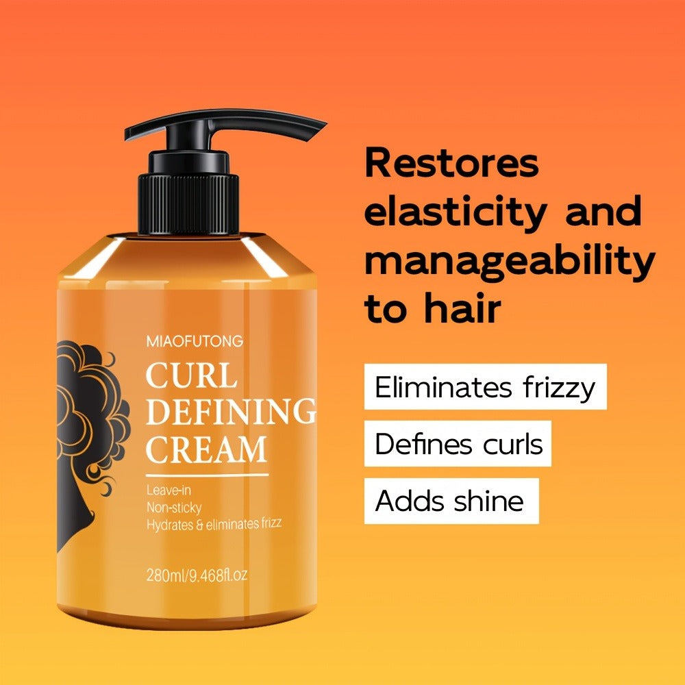 Curl Defining Cream with Argan Oil 280ml Frizz Control Moisture Lock Hydrating Styling Conditioner – Enhances Shine Boosts Volume Heat-Free Curl Definer for Curly Wavy Coily Hair Women