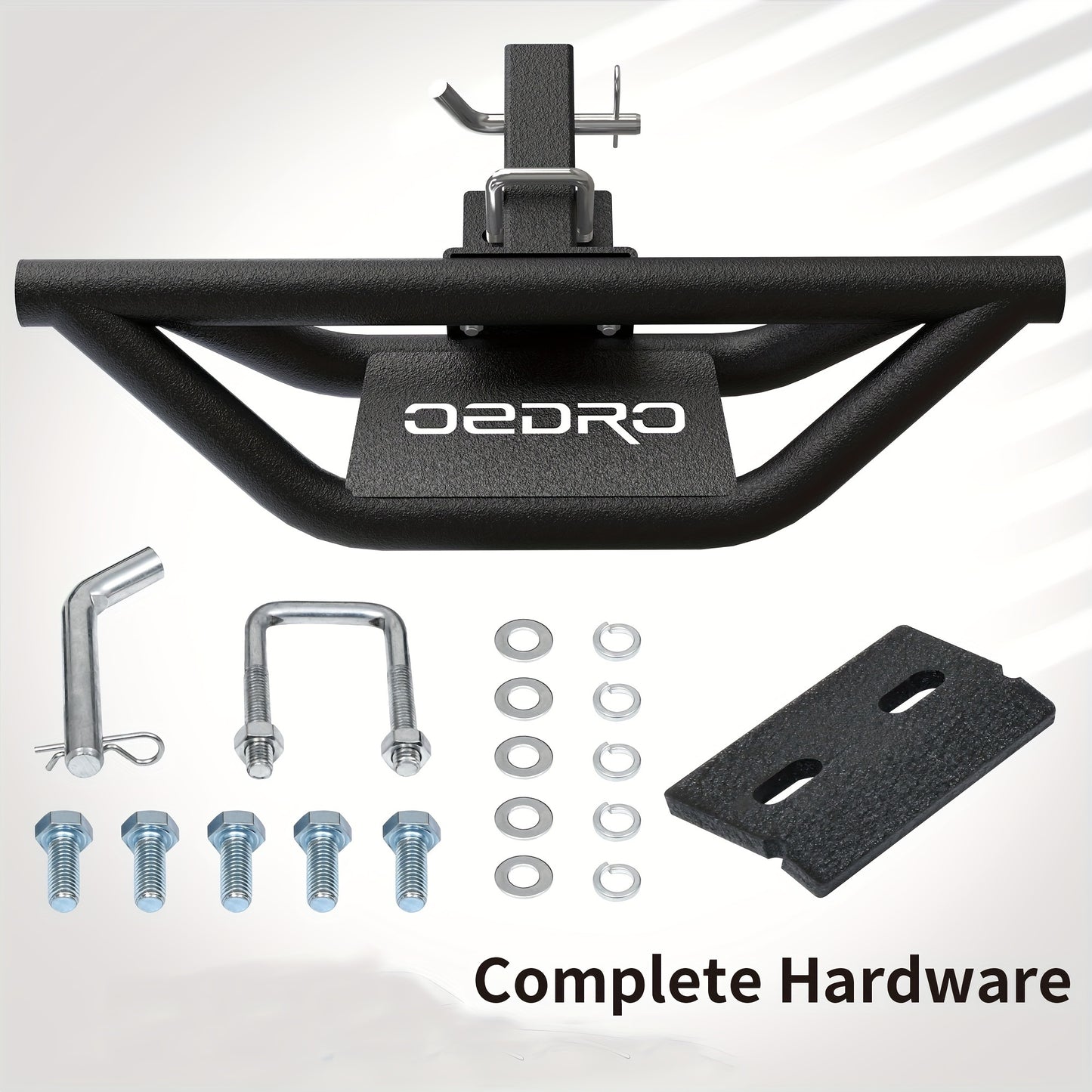 Step Bar for Towing Hitch Designed for Trucks with a 2-Inch Trailer Hitch Receiver, Featuring a Textured Black Rear Bumper Guard