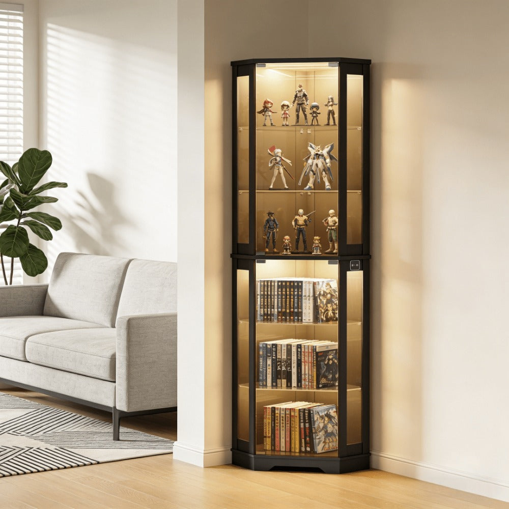 6-Tier Display Cabinet with LED Lighting for Organized Everyday Storage detail image - detail view 11