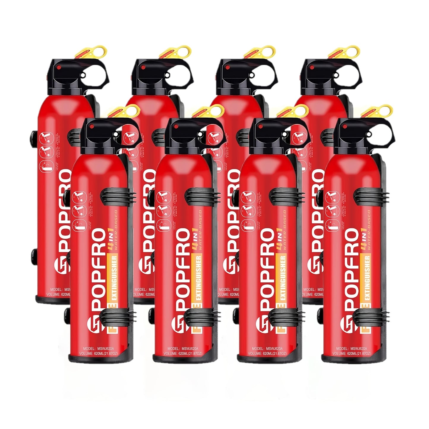 Portable Fire Extinguisher - 4-in-1 Multi-Class (A//C/F) Compact Firefighter for Home, Car, Kitchen & Garage - Non-Toxic, Easy-Clean Agent with Wall-Mount Bracket - Fit for Electrical, Oil, Textile & Grease Fires (No Water