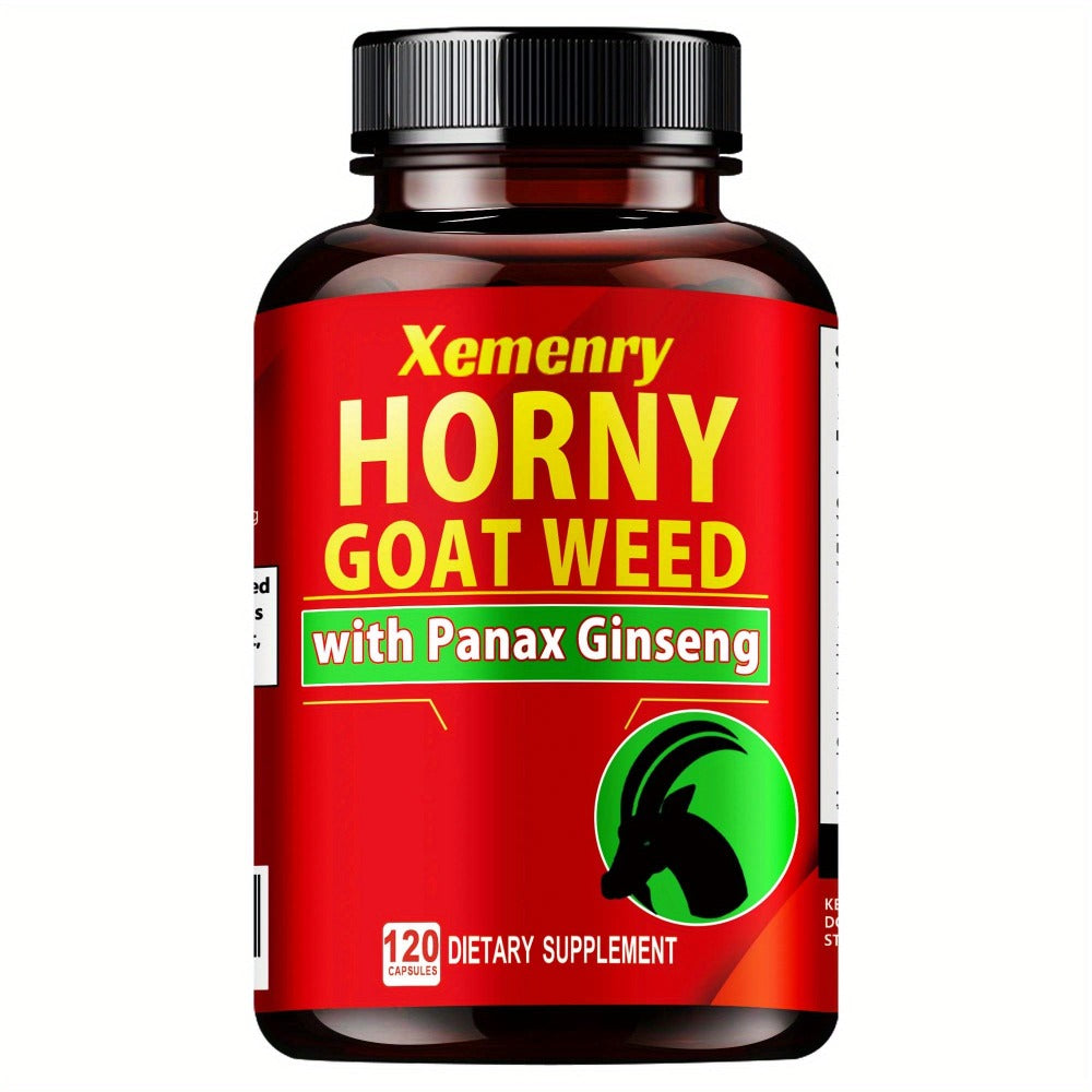 Horny Goat Weed Premium Blended Formula - Replenish Energy, Support Male Vitality & Stamina - 120 Capsules Men's Herbal Supplement