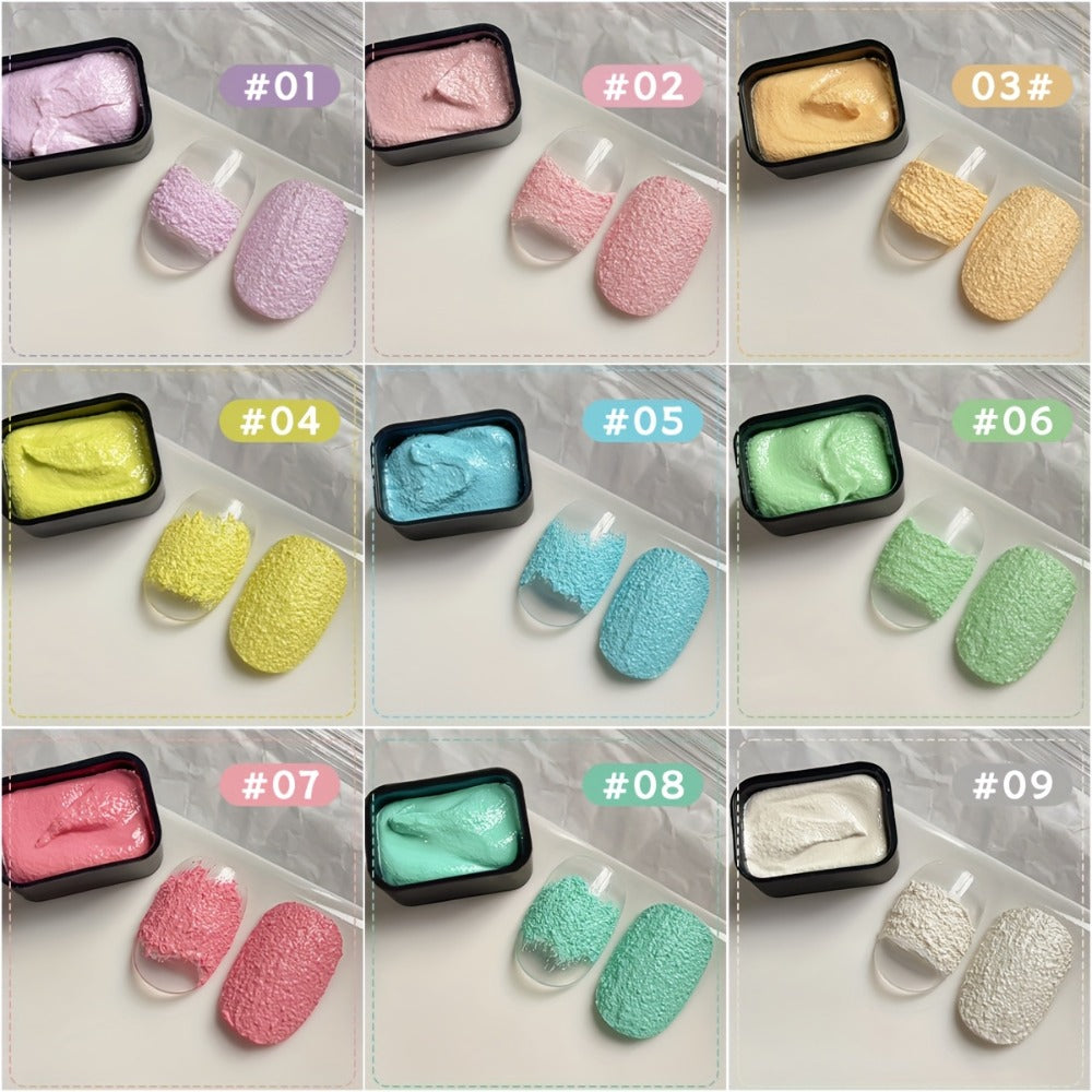 Plaster Gel Nail Art Set 9 Colors No-Wipe 3D Gypsum Gel Polish - High Saturation Macaron Salty Sweet Palette for Sculpting Textured Dimensional Nail Designs Salon & Home DIY UV LED