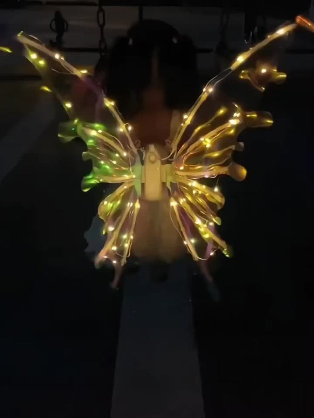 LED Fairy Wings USB Rechargeable Light Up Butterfly Wings for Girls – Glow Costume Accessory for Halloween Cosplay Birthday Party Dress Up – Mixed Colors