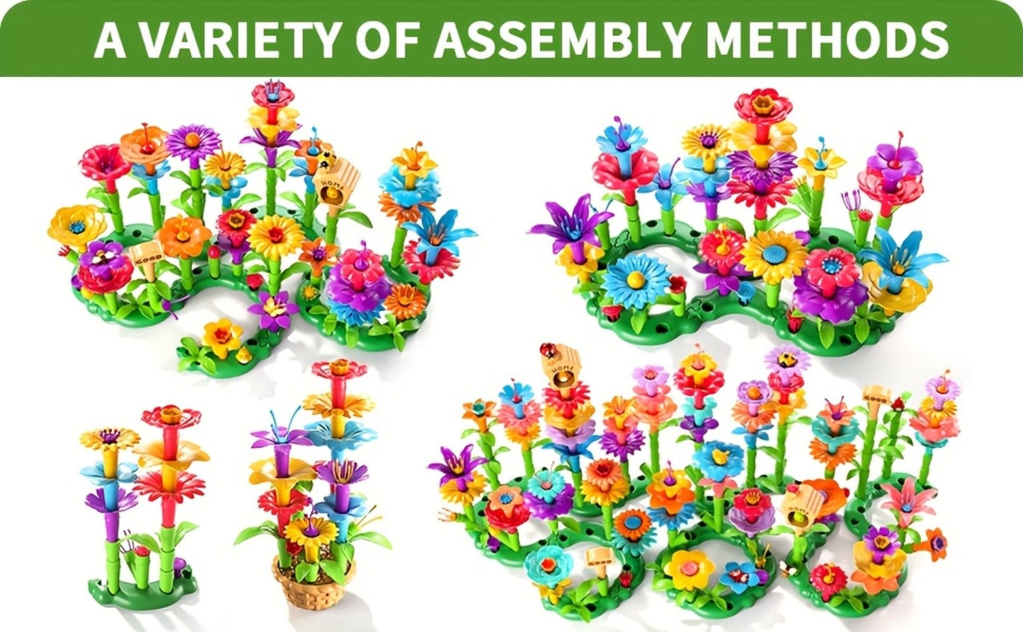 Flower Garden Building Toys for Kids 235 Pieces – STEM Educational Activity Brick Set Creative Floral Construction Toy for Boys & Girls Ages 3+, Best Birthday Easter Christmas Holiday Gift