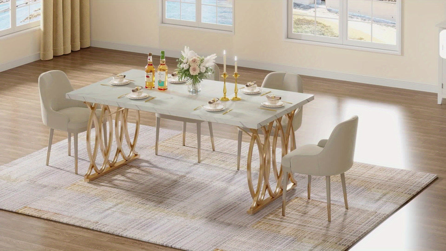 63-Inch Faux Marble Dining Table for Kitchen and Dining Room detail image - detail view 7