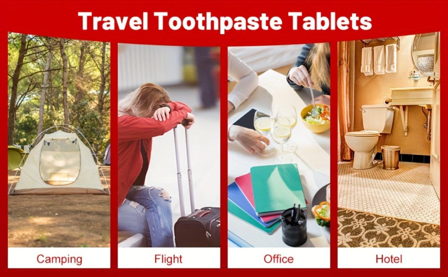 Toothpaste Tablets Hydroxyapatite Fluoride Free - 62 Count Chewable Solid Toothpaste, Deep Cleaning, Peppermint Fresh Breath, Portable Travel Size, Natural Dental Care Tabs