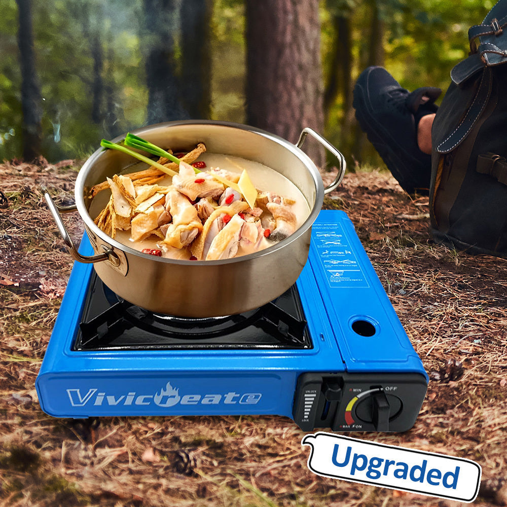 Portable Butane Camping Stove Single Burner – Compact Gas Cooker with Carrying Bag for Outdoor Cooking, Camping, Hiking, Fishing, Picnics & Korean BBQ | 2 Colors