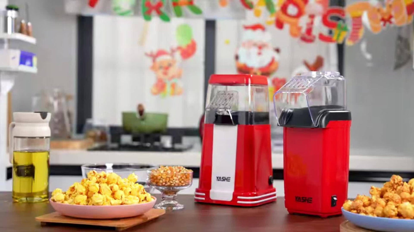 Hot Air Popcorn Popper Maker 16 Cups – Oil-Free Electric Popcorn Machine with Measuring Cup for Kernels & Butter Melting, Healthy Family Snack