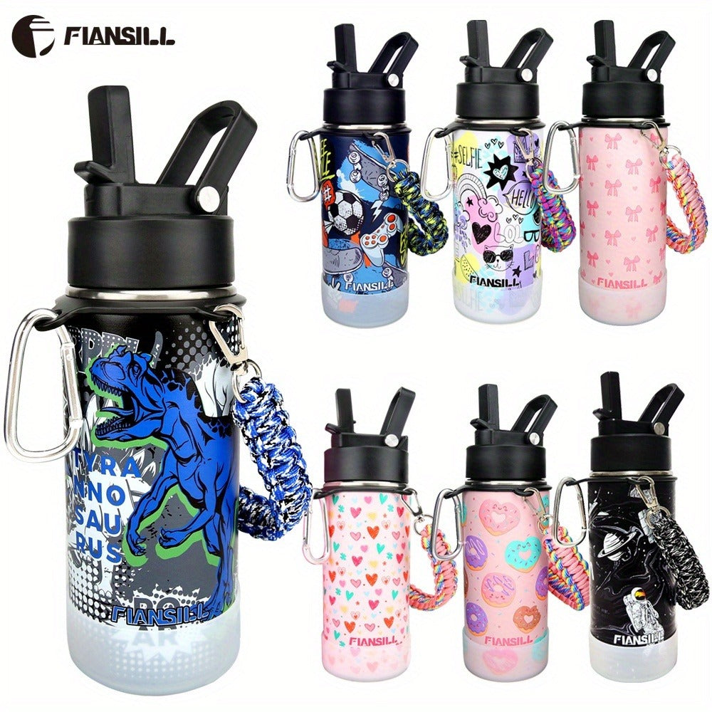 Insulated Water Bottle 16oz - Stainless Steel Vacuum Tumbler with Fun Printed Designs - Leak-Proof Kids & Teen Water Bottle, Perfect Gift for Students, Boys, Girls & Outdoor Activities