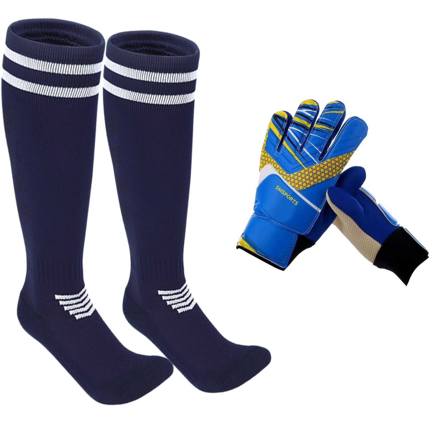 Goalkeeper Gloves with Finger Protection Thickened Latex Anti-Slip + Football Socks Set Adult Men Women Professional Soccer Goalie Gloves Red Sizes 6-10